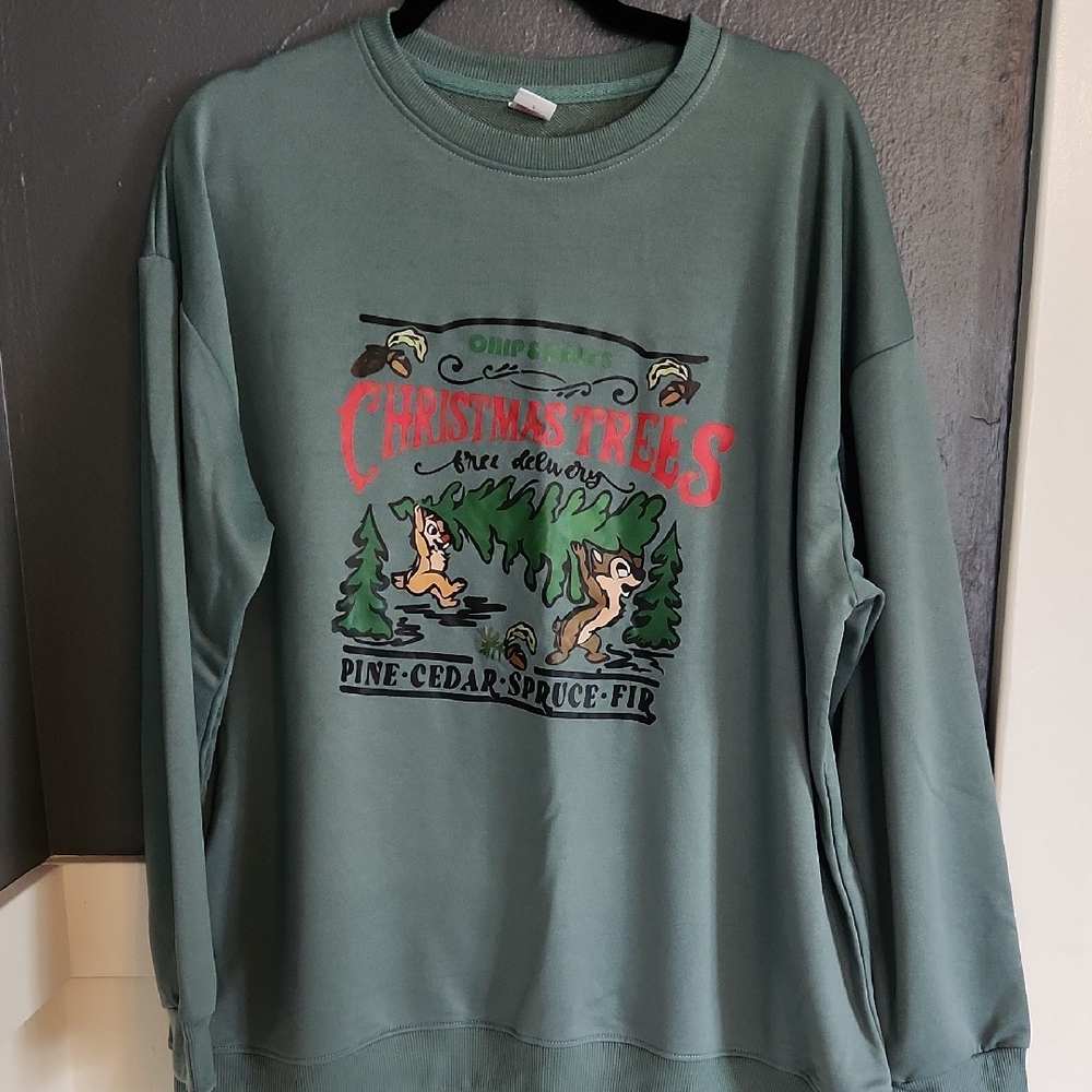 Green Christmas Trees Graphic lightweight sweatshirt